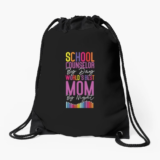 School Counselor Mom School Drawstring Bags