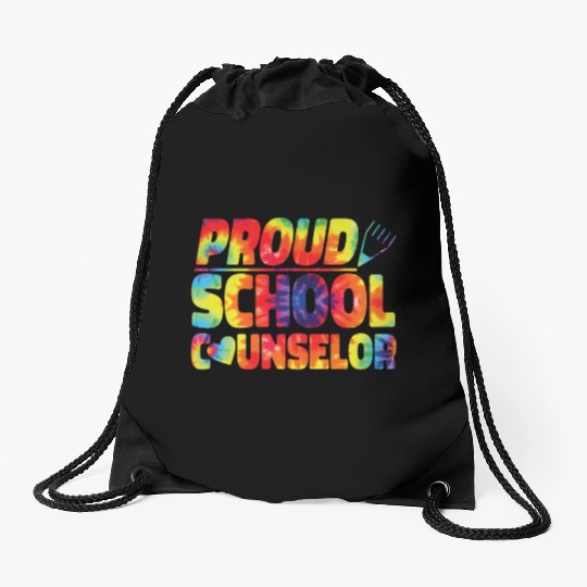 School Counselor Tie Dye Proud Drawstring Bags