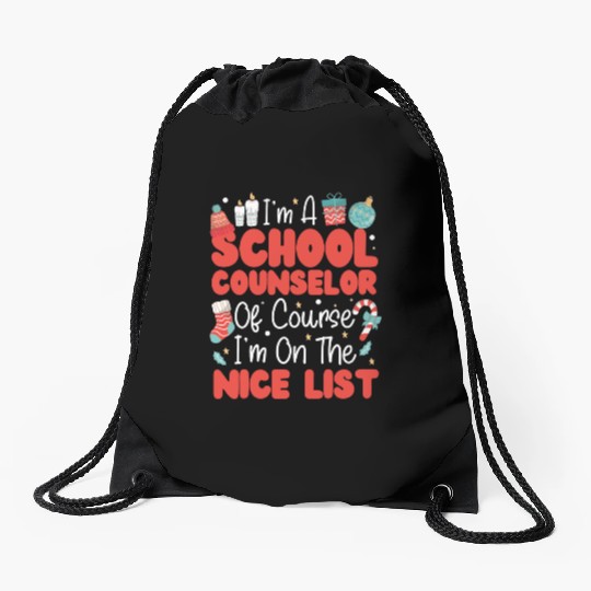School Counselor Christmas I'm A Drawstring Bags