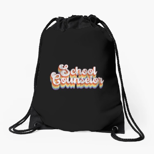 School Counselor Retro Vintage Drawstring Bags