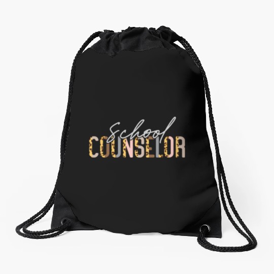 School Counselor Leopard Cheetah Drawstring Bags