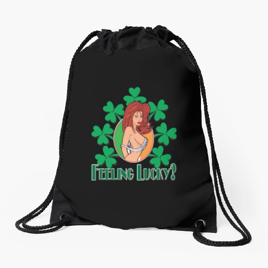 Feeling Lucky Girl Drawstring Bags