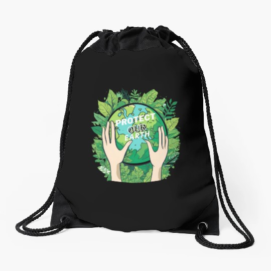 Guardians of the Earth: Protect Our Planet Drawstring Bags