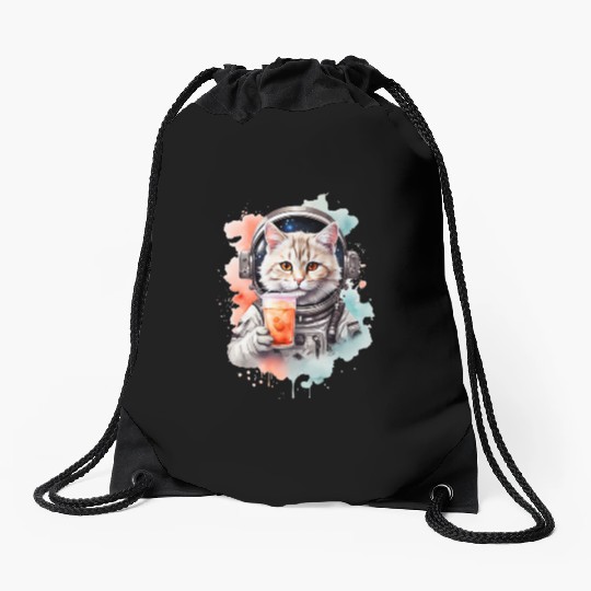 Space Cat Japanese Retro Kawaii Cute Kawaii Astron Drawstring Bags