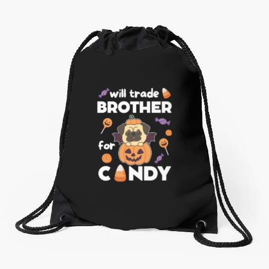 Pug Halloween Trade Brother For Candy Drawstring Bags