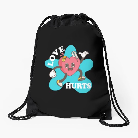 love hurts Drawstring Bags
