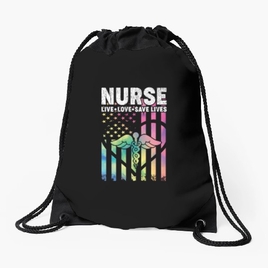 Nurse Live Love Save Lives Drawstring Bags