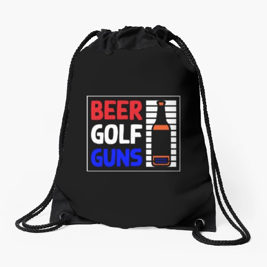 Beer Golf Guns Drawstring Bags