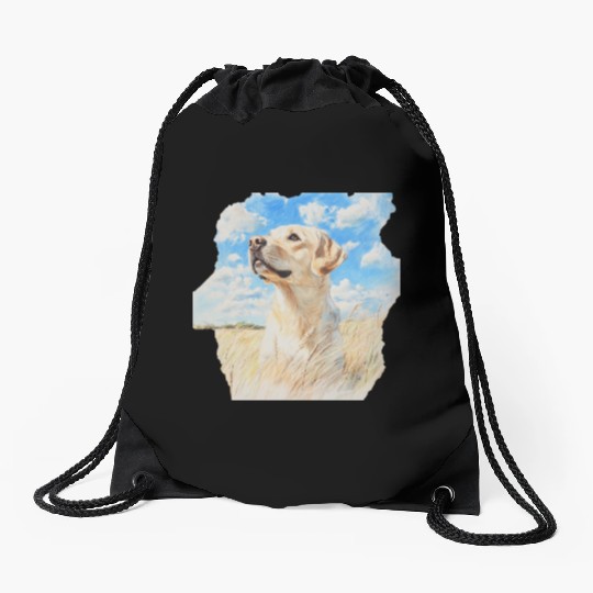 Nature Labrador Retriever Field Art Lab Watercolor Drawstring Bags