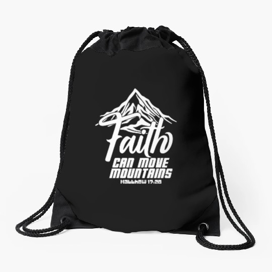 Faith Can Move Mountains Love Jesus Christian Drawstring Bags