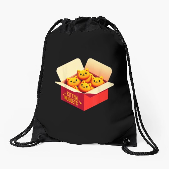 Kitten Nuggets Food Pun Cat Lover Gift Chicken Nug Drawstring Bags