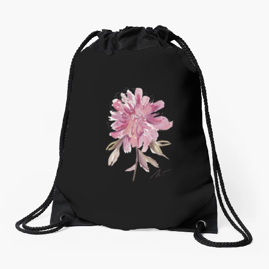 Peony loose watercolor hand-painted Drawstring Bags