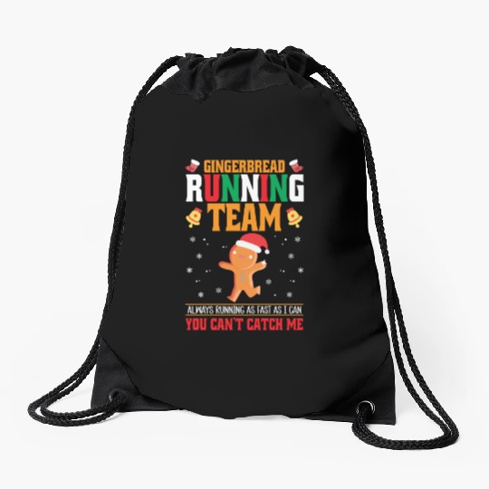 Christmas Gingerbread Running Team Drawstring Bags