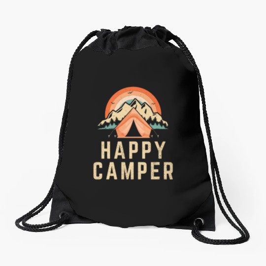 Happy Camper - Camping Lover Drawstring Bags