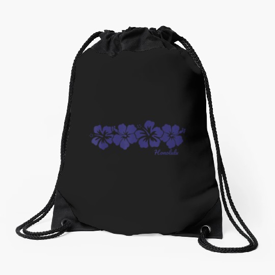 Honolulu Hawaii Hibiscus Flower Vacation Souvenir Drawstring Bags