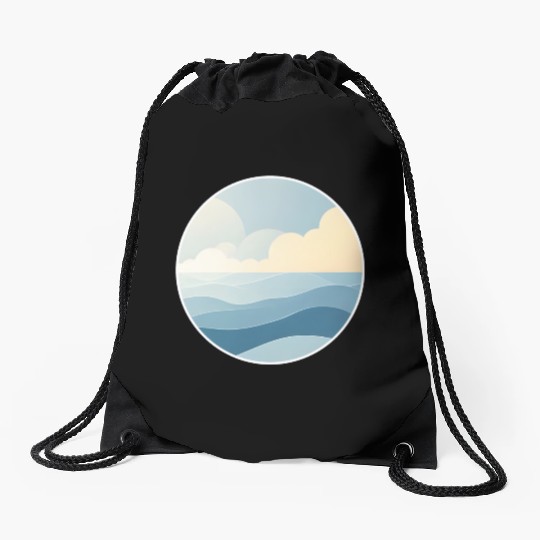 The soft blue tones and waves Drawstring Bags