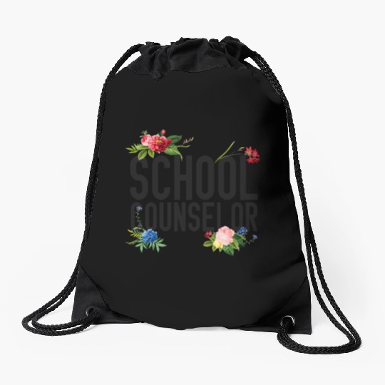 School Counselor Flower Floral Drawstring Bags