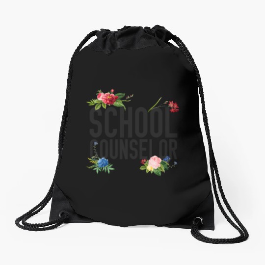 School Counselor Flower Floral Drawstring Bags