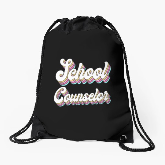 School Counselor Retro 80s 90s Drawstring Bags