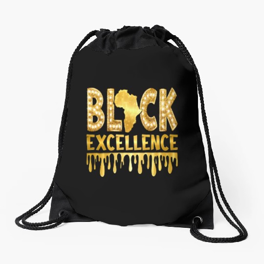 Black Excellence Drawstring Bags