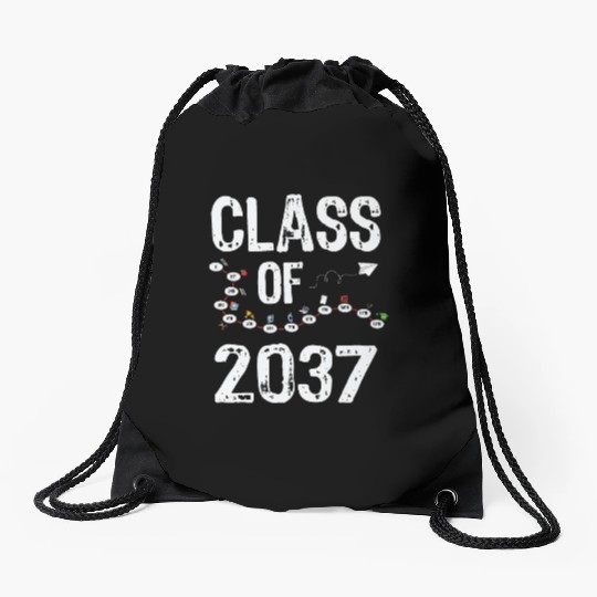 Funny Class of 2037 Grow With Me Back To School Drawstring Bags