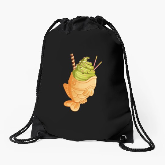 Matcha Taiyaki Ice Cream with Pocky & Wafer Roll Drawstring Bags