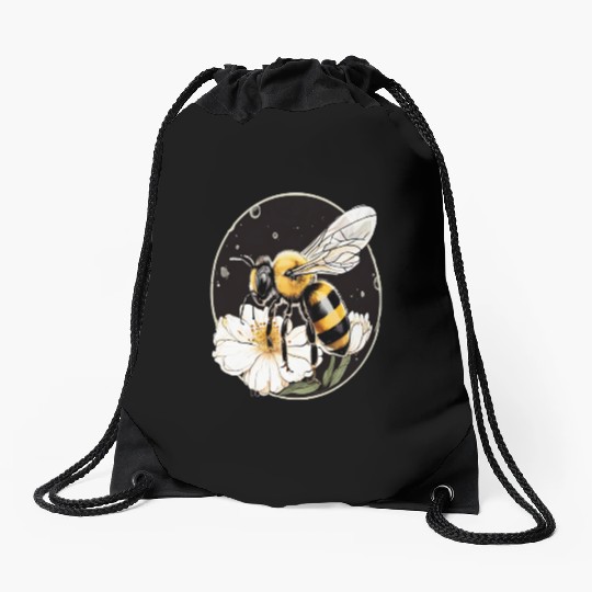 Bumble Bee on a Flower in a Bubble Drawstring Bags