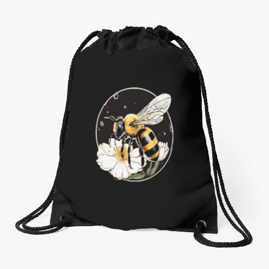 Bumble Bee on a Flower in a Bubble Drawstring Bags