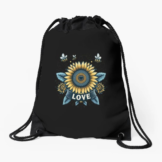 Sunflower Love Drawstring Bags