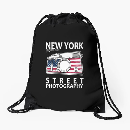 New York Street Photography Drawstring Bags