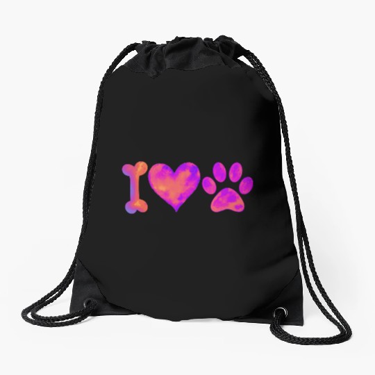 I Love My Dog Drawstring Bags