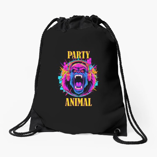 Party Animal Gorilla Style - Drawstring Bags Design