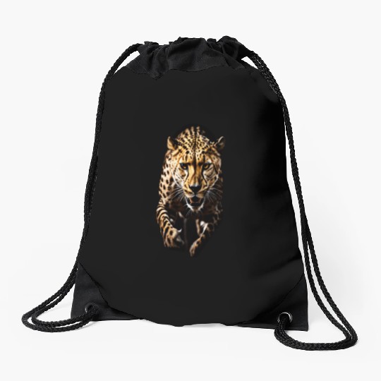 A Cheetah in Motion Drawstring Bags