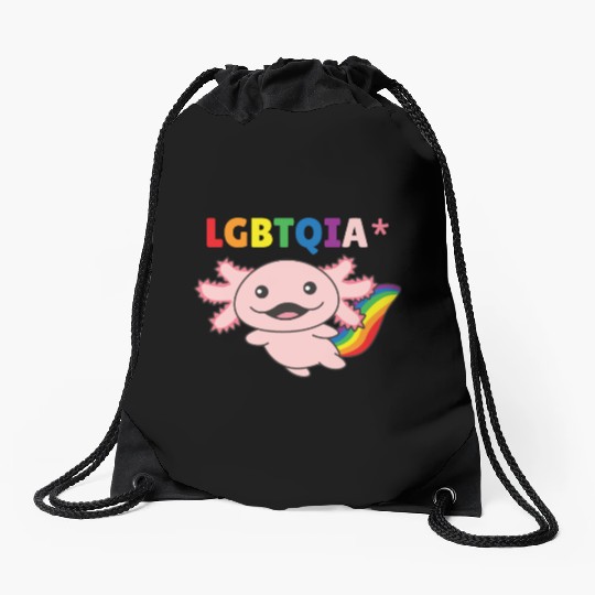 Axolotl - Rainbow Flag LGBT Pride Drawstring Bags