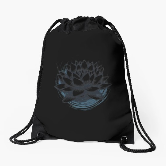 Modern Lotus with Brushstroke Effect 3 Drawstring Bags