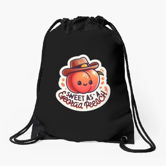 Sweet as a Georgia Peach Sticker Drawstring Bags