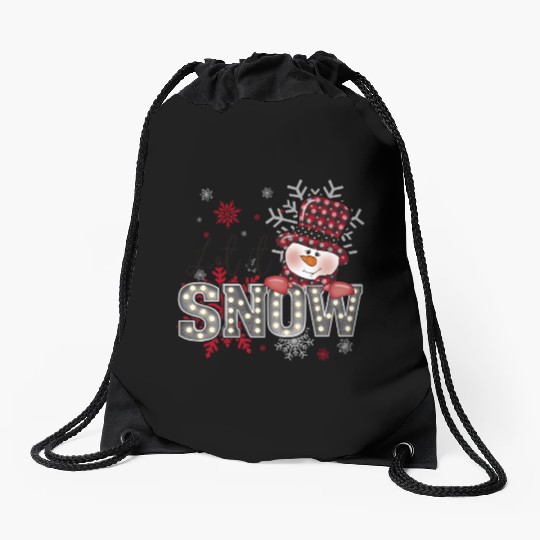 Let It Snow Christmas Snowflake Drawstring Bags