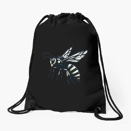 Two Color Wasp Insect Art 3 Drawstring Bags