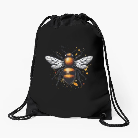 Honey Bee Insect Art Drawstring Bags