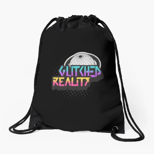 Glitched Reality - Futuristic Y2K Streetwear Drawstring Bags
