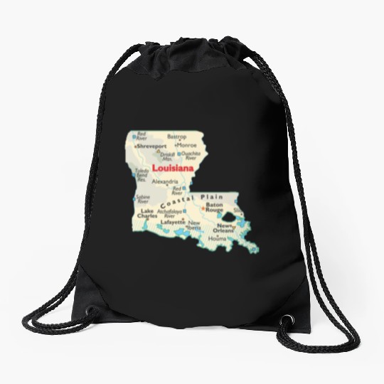 Louisiana map image of state. Drawstring Bags