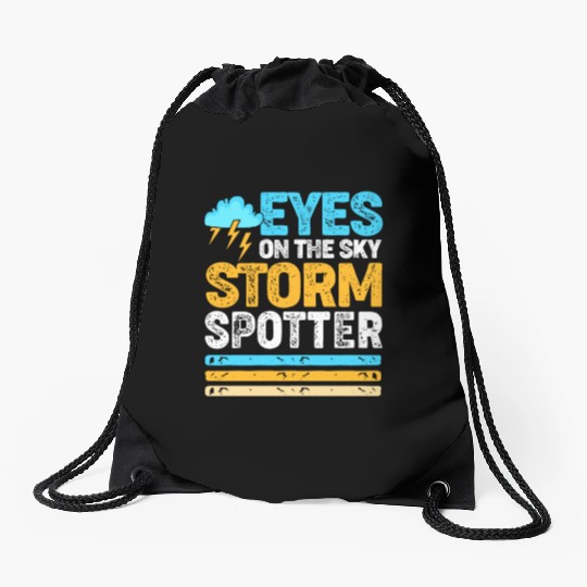 Retro Meteorologist Eyes On The Sky Strom Spotter Drawstring Bags