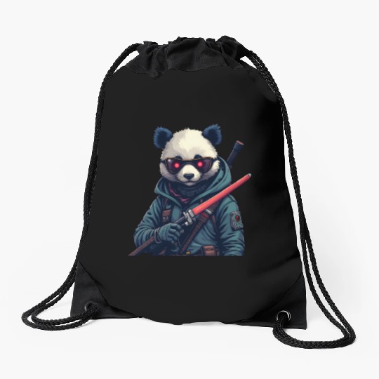 Panda Warrior Drawstring Bags