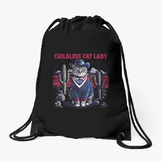 Childless Cat Lady For Kamala Drawstring Bags