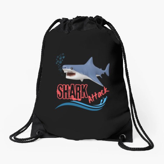 A different unique colorful shark attack design Drawstring Bags