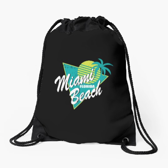 Miami Florida Beach Drawstring Bags