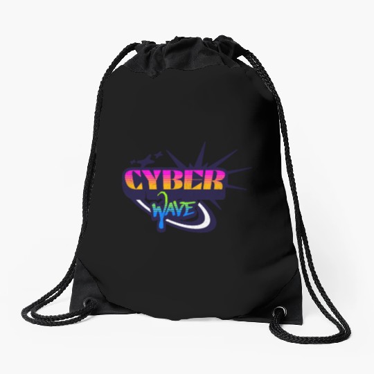 Cyber Wave - Neon Streetwear for Y2K fans Drawstring Bags