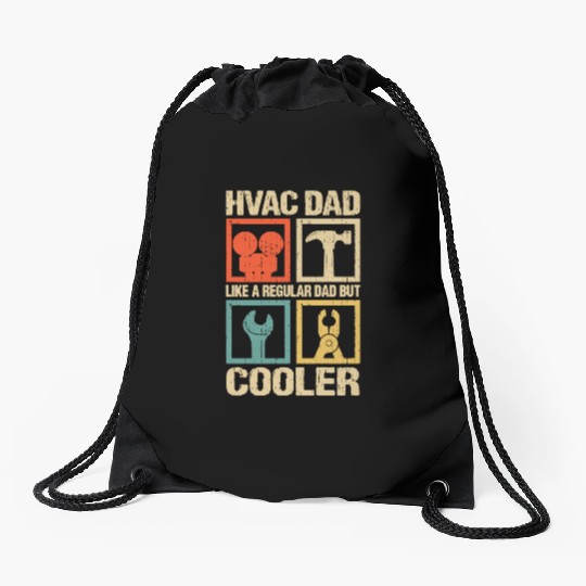 HVAC Dad But Cooler Funny HVAC Technician Father Drawstring Bags