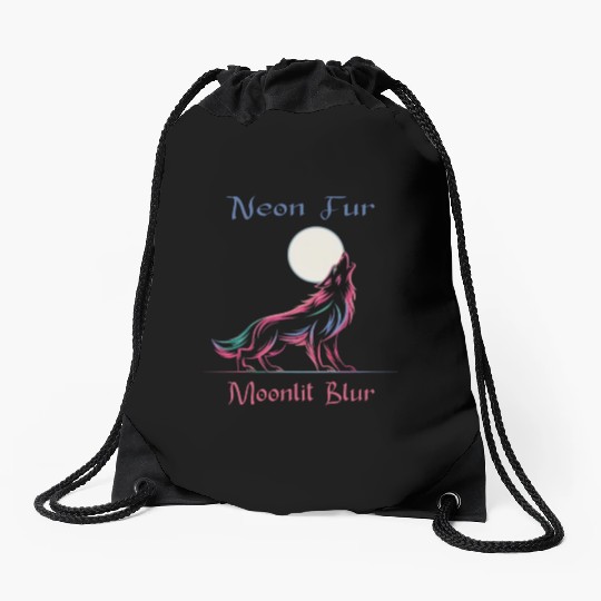 Neon Werewolf Drawstring Bags