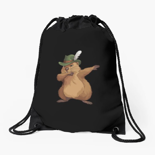Groundhog Marmot for a Marmot lover groundhog fan Drawstring Bags